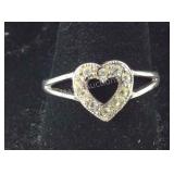 Sterling Silver CZ Heart Ring Size 9