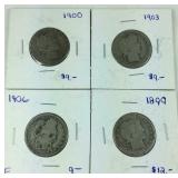 Lot of 4 Barber Quarters