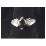Sterling Silver Garnet Ring Size 7