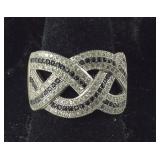 Sterling Silver Black & White Stone Ring Size 8