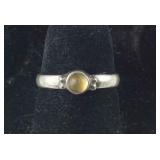 Sterling Silver Yellow Stone Ring Size 6
