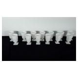 Thumbprint & crosshatch pattern milk glass goblet