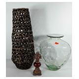 Home decor, includes wicker vase (23"), glass