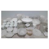 Glassware, milkglass, vases, cups, creamers,