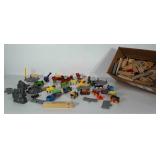 Wooden train track, train cars and accessories
