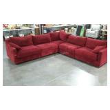 Five piece burgundy microfiber sofa. Can be moved