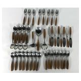 Dansk Fjord stainless teak handled flatware set,