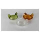 Hen on nest group, clear, amber and green top