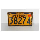 Pennsylvania 1953 License plate