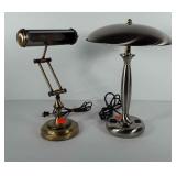 Two lamps, both work, one brass, 14" and 16" h