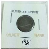1861 seated liberty dime