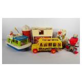 Fisher price toys, includes barn and silo, boat,