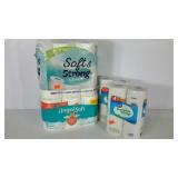 Toilet paper and paper towels, one package is