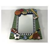 Sports themed wall mirror, 22x28, few small paint