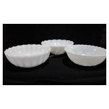 Three milk glass bowls