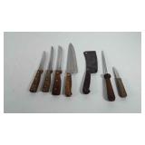 Knives and knife sharpener, includes meat