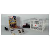 Mixed lot: poly filing crate, toilet repair