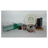 Mixed lot: wall clock, blinds, red glass Liberty