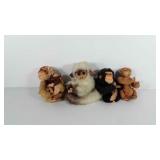 Five monkeys by Kamar, made in Japan, one is