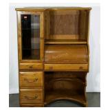 Desk with storage, 19 x 43 x 60, tear in backing