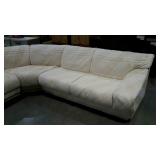 Sectional couch, off white stripes, fixed