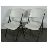 Two Lifetime folding chairs, plastic, heavy duty,