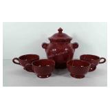 Pier 1 imports jar with lid and four cups, jar