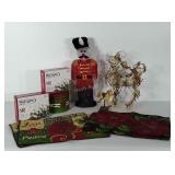 Christmas lot: placemats, lights, reindeer, toy