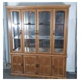 Modern Oak China Cabinet, 2pc unit, 65wx16dx78"
