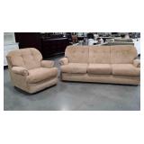 Two-pc Living Room set, chair and sofa, tan color