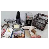 Books, Virginia tray, coffee maker, milk crate,