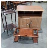 3pc Misc. Furnishings lot. Microwave cart, bed