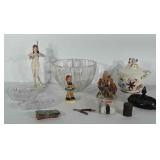 Mixed lot: figurine, glass candy dishes, glass