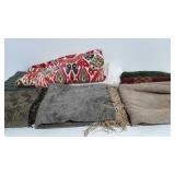 Nine Throws, fringed, fleece, etc., some wear