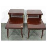 Pair of laminate step back end tables,