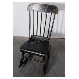 Early Rocking Chair, trim decor painted, plank