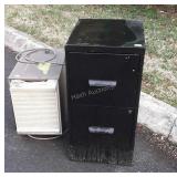 Scrap Metal lot, file cabinet, and dehumidifier