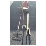 Tool Lot, plate tamper, post hole diggers, garden