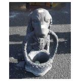 Concrete Outdoor Decor, Dog with basket, 24"