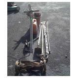 Misc Lot, old reel mower, power cable pull, gas