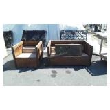 3pc Lot, Wooden military Footlocker Trunk, Pine