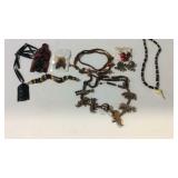 Wooden beaded jewelry earrings, bracelet, and