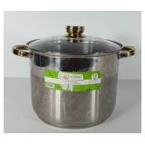 Twelve quart stockpot with glass lid