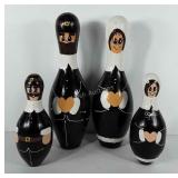 Pilgrim painted bowling pins 9" and 15"