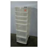Plastic drawer mini-chest on wheels. Seven