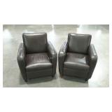 Pair of vegan leather look armed chairs. Do not