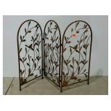 Three section metalworks screen with bird and