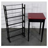 2-pc Furnishings lot, CD rack, red leather top