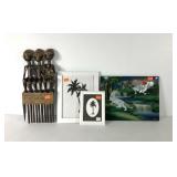 Wall art group, lacquered inlay Asian style wall