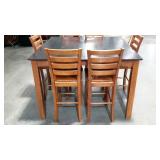 Six chairs and a dining table, 4 1/2